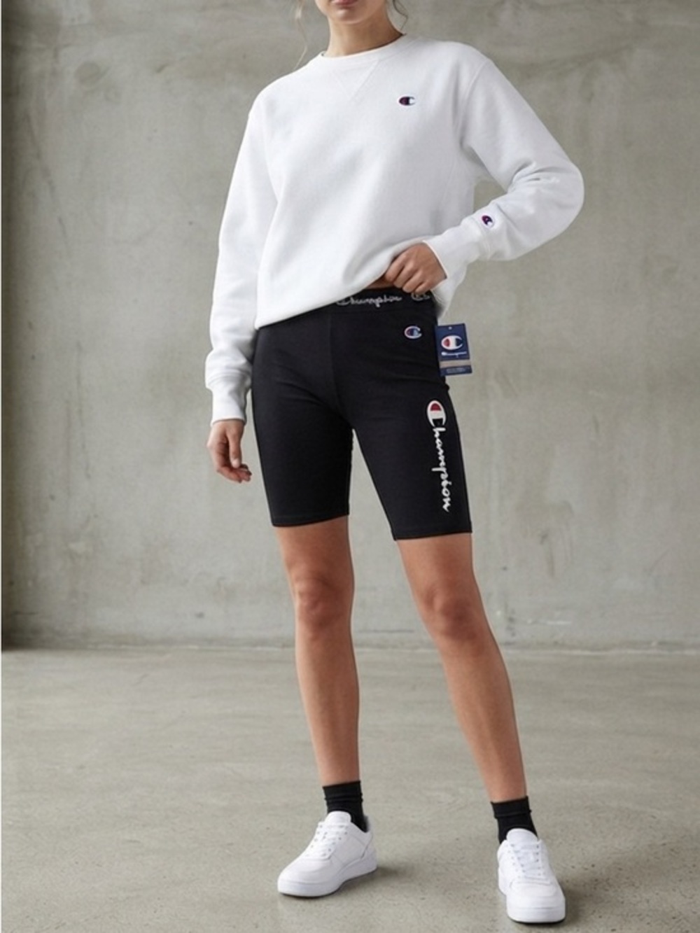 Champion Black Cotton Highrise Bike Shorts Size Small